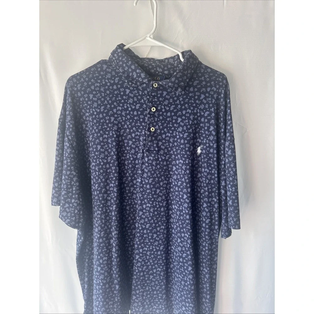 Polo Ralph Lauren Men's Navy Floral Polo Shirt  SZ 3XB USED